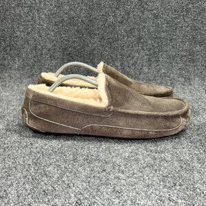 UGG Ascot Slippers Men's Size 11 Grey Suede Shearling Lined Indoor Outdoor Shoes